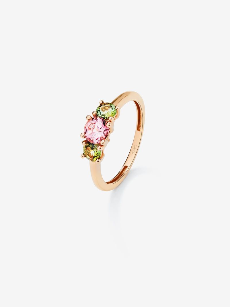 18K Rose Gold Trilogy Ring with Tourmaline image number 0