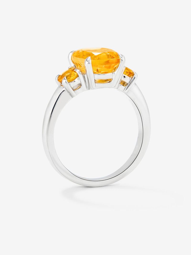 925 silver triplet ring with 3 oval-cut citrine quartz with a total of 3.14 cts image number 3