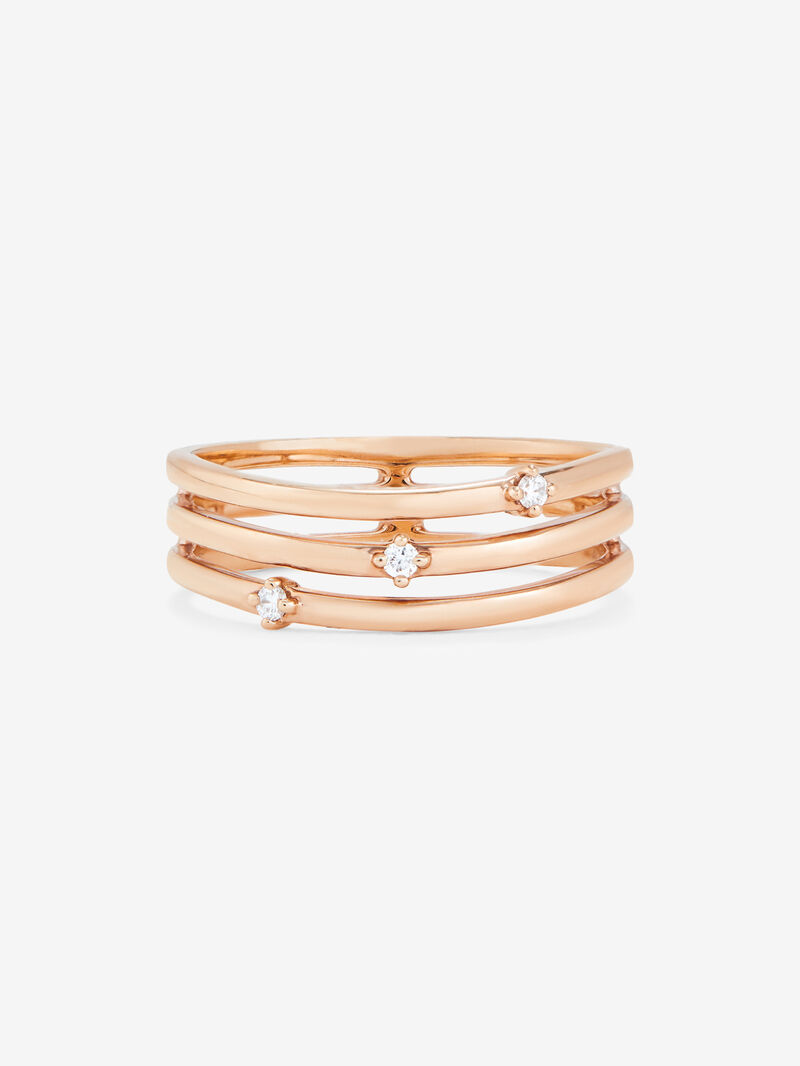 18K Rose Gold Triple Arm Ring with Diamonds image number 2