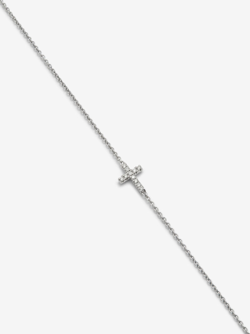 18K white gold bracelet with cross and brilliant-cut diamonds with a total of 0.04 cts image number 1