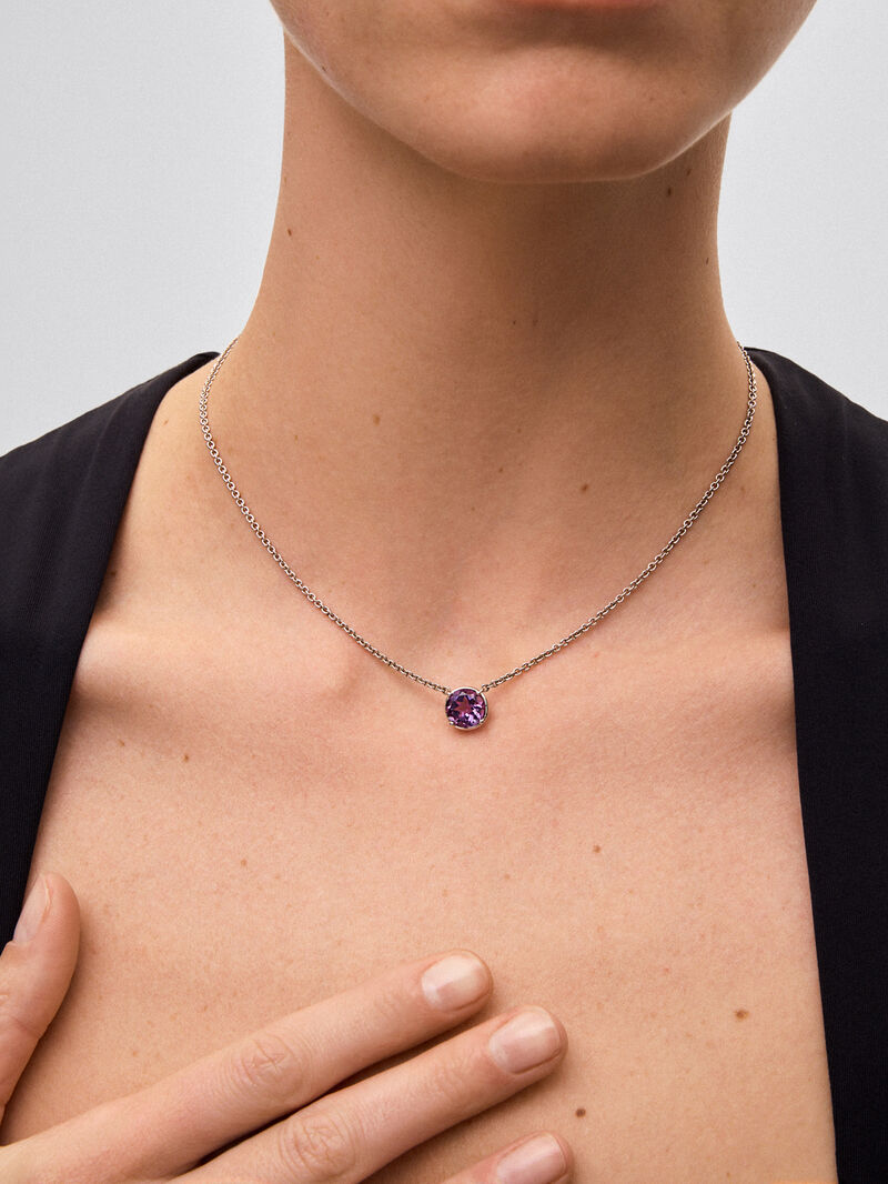 925 Silver chain pendant with amethyst image number 4