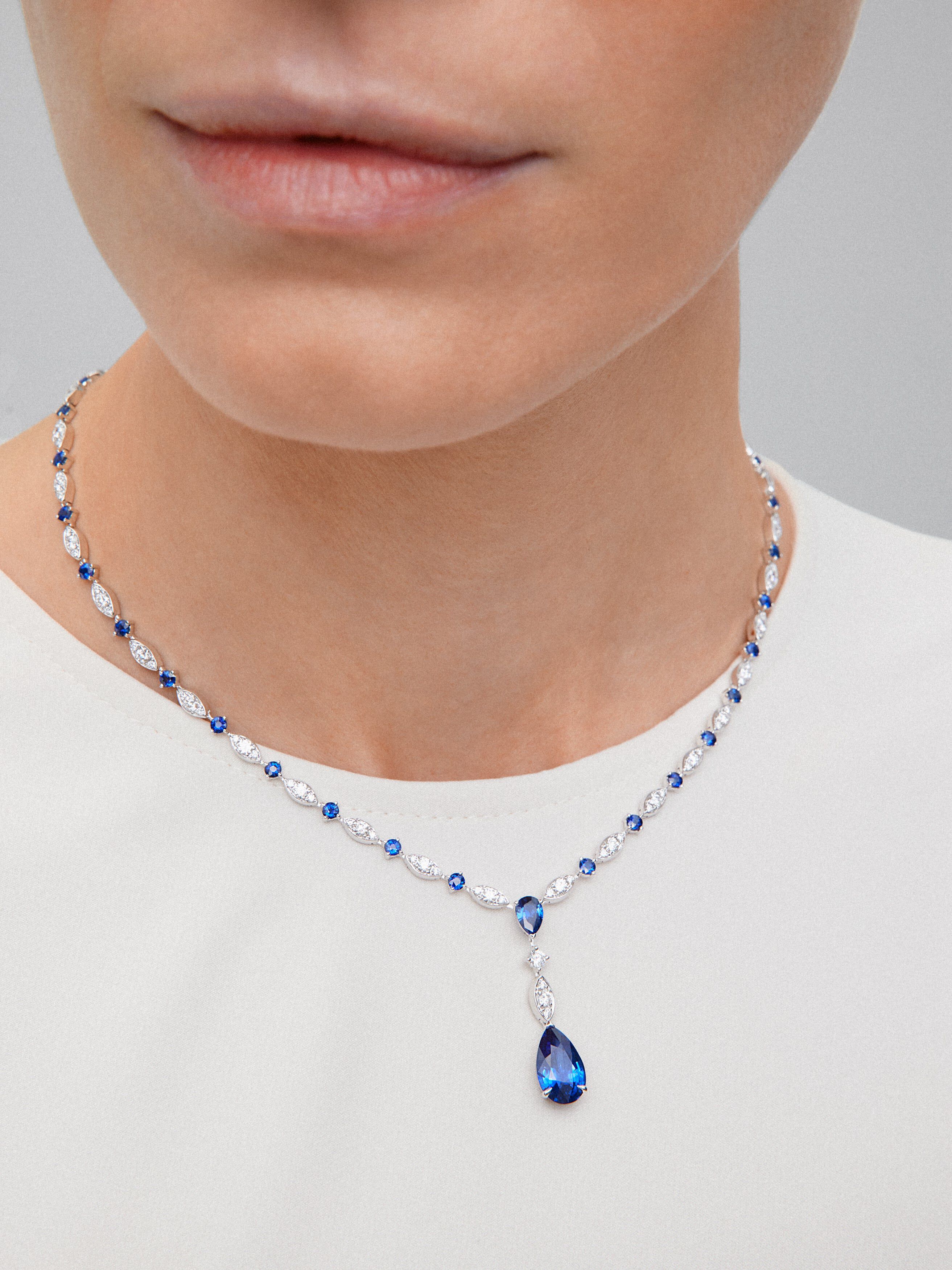 Bright blue necklace store
