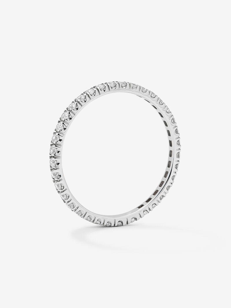 18K white gold full eternity engagement ring with claw-set diamonds. image number 4