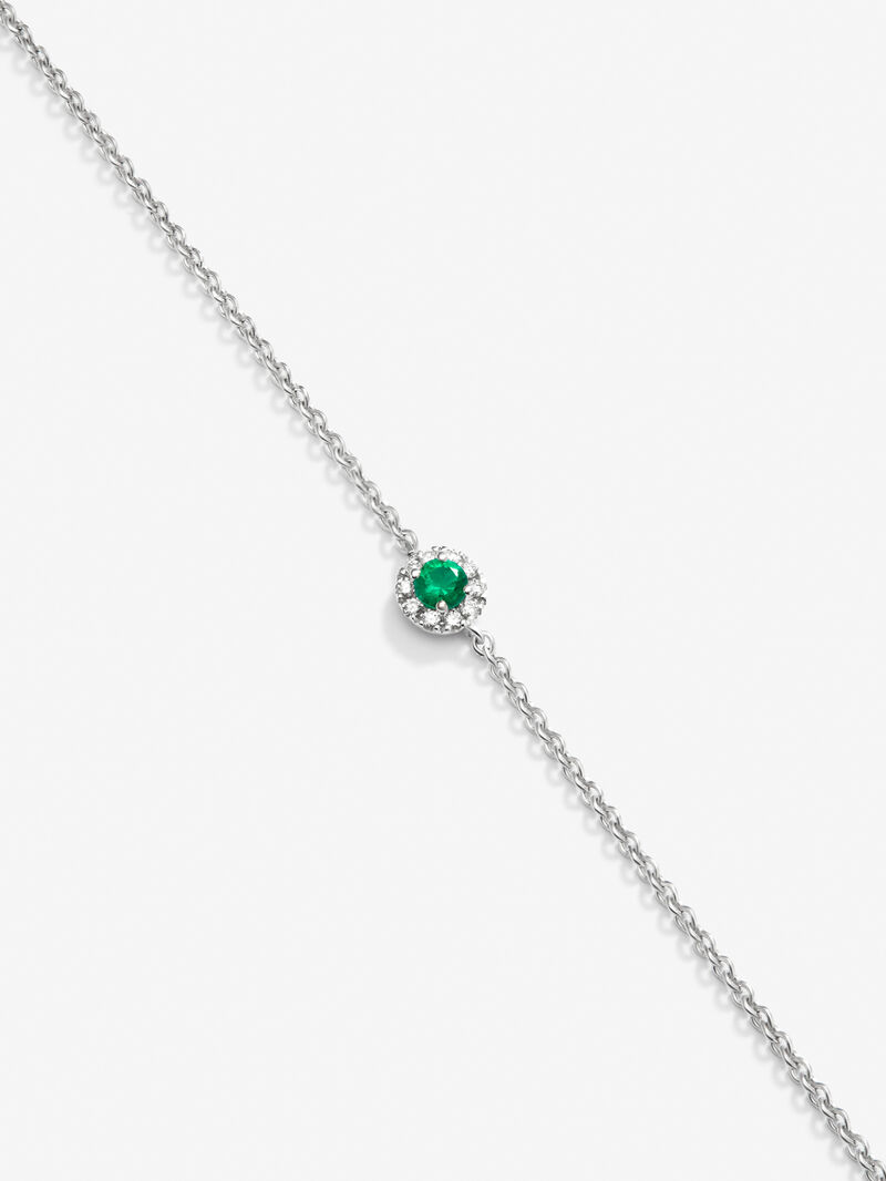 18K white gold bracelet with 0.1 ct brilliant-cut emerald and 0.05 ct brilliant-cut diamonds image number 2