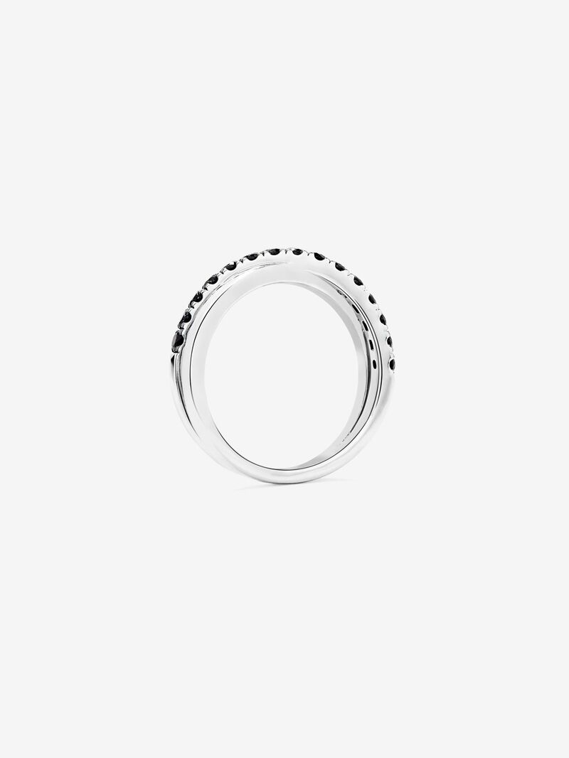 925 silver cross ring with 15 brilliant-cut black spinels image number 4