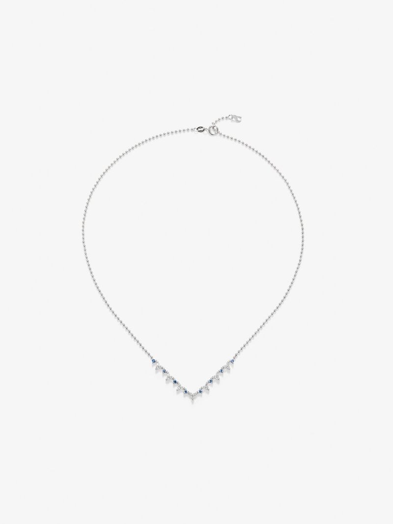 18K white gold pendant with 8 brilliant-cut blue sapphires with a total of 1.35 cts and 21 brilliant-cut diamonds with a total of 1.25 cts image number 0