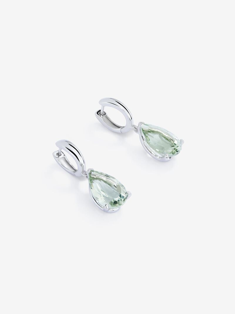 925 Silver hoop earrings with hanging green amethyst image number 2