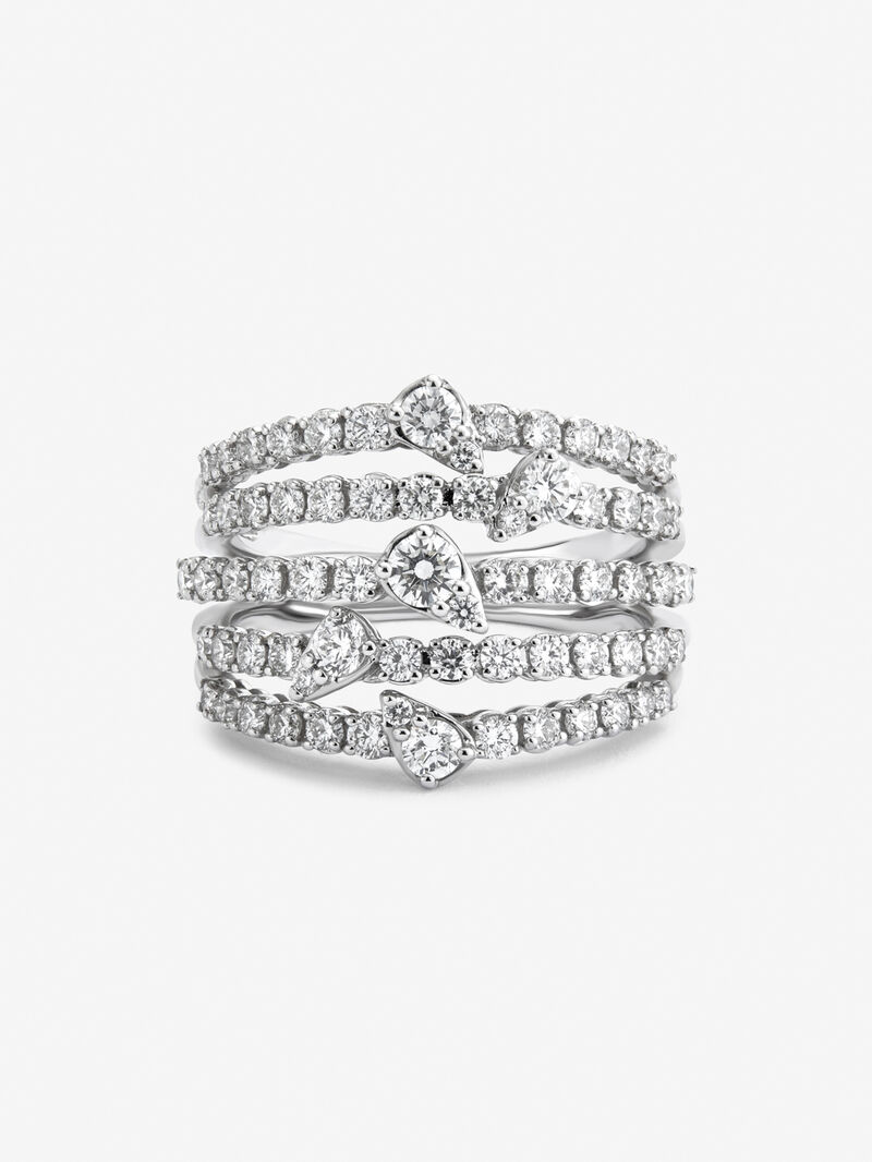 18K white gold multi-arm ring with 70 brilliant-cut diamonds with a total of 1.43 cts image number 2