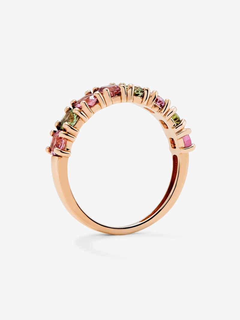 18K rose gold ring with 8 brilliant-cut multicolor tourmalines image number 4