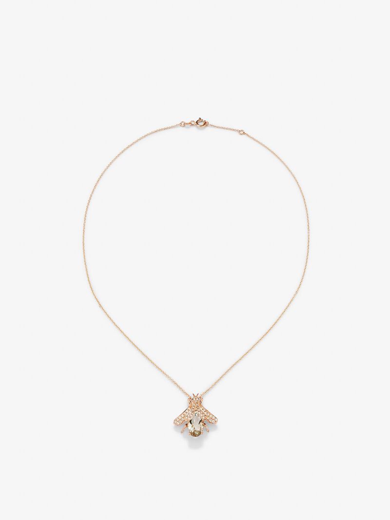 18K white gold pendant with oval-cut green amethyst of 2.5 cts, 42 brilliant-cut brown diamonds with a total of 0.36 cts and 2 brilliant-cut blue sapphires with a total of 0.01 cts image number 0