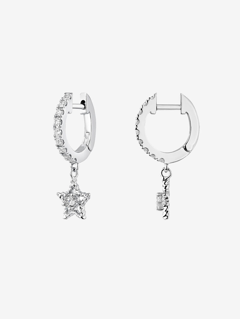 Star shaped earrings in 18kt white gold with diamonds image number 2