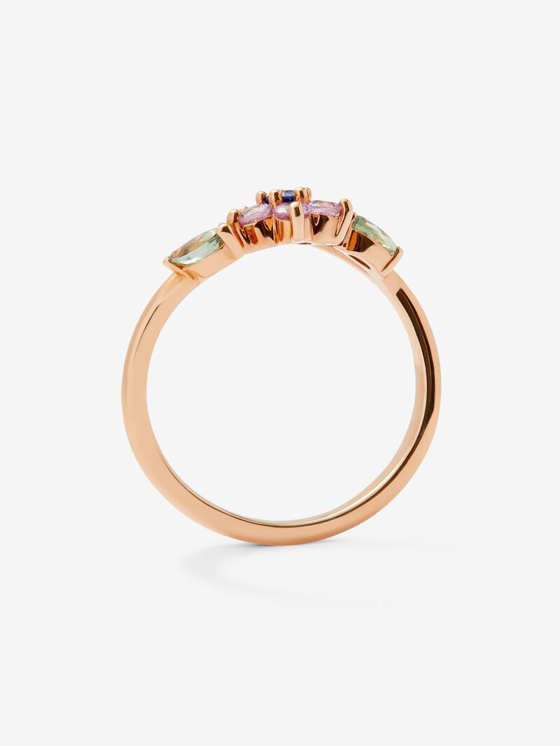18K rose gold ring with 9 pink, green and blue sapphires in brilliant and marquise cut with a total of 0.55 cts image number 4