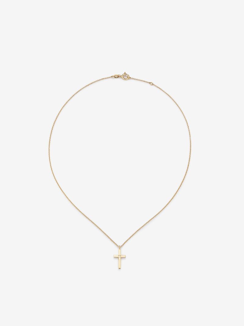 18K yellow gold pendant with medium cross and 0.01 ct brilliant cut diamond image number 0
