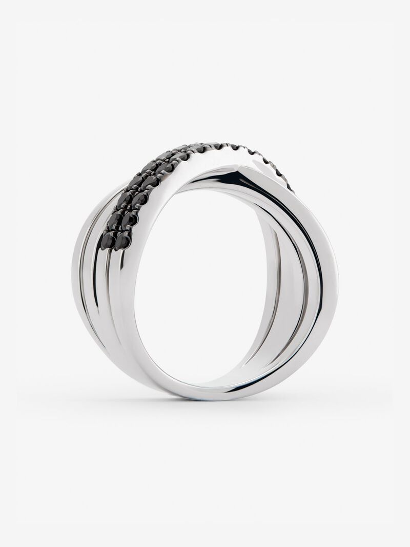 Cross multi-arm ring in 925 silver with 36 brilliant-cut black spinels with a total of 0.36 cts image number 4