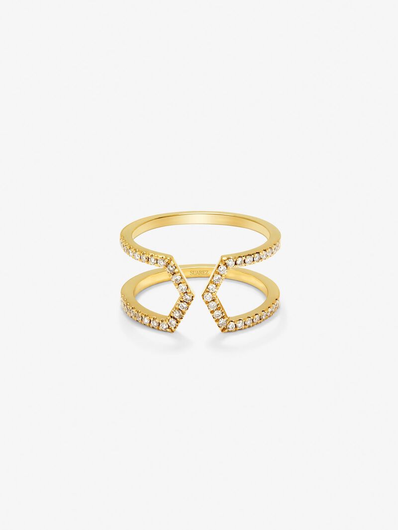 18K yellow gold ring with 46 brilliant-cut diamonds with a total of 0.37 cts image number 2