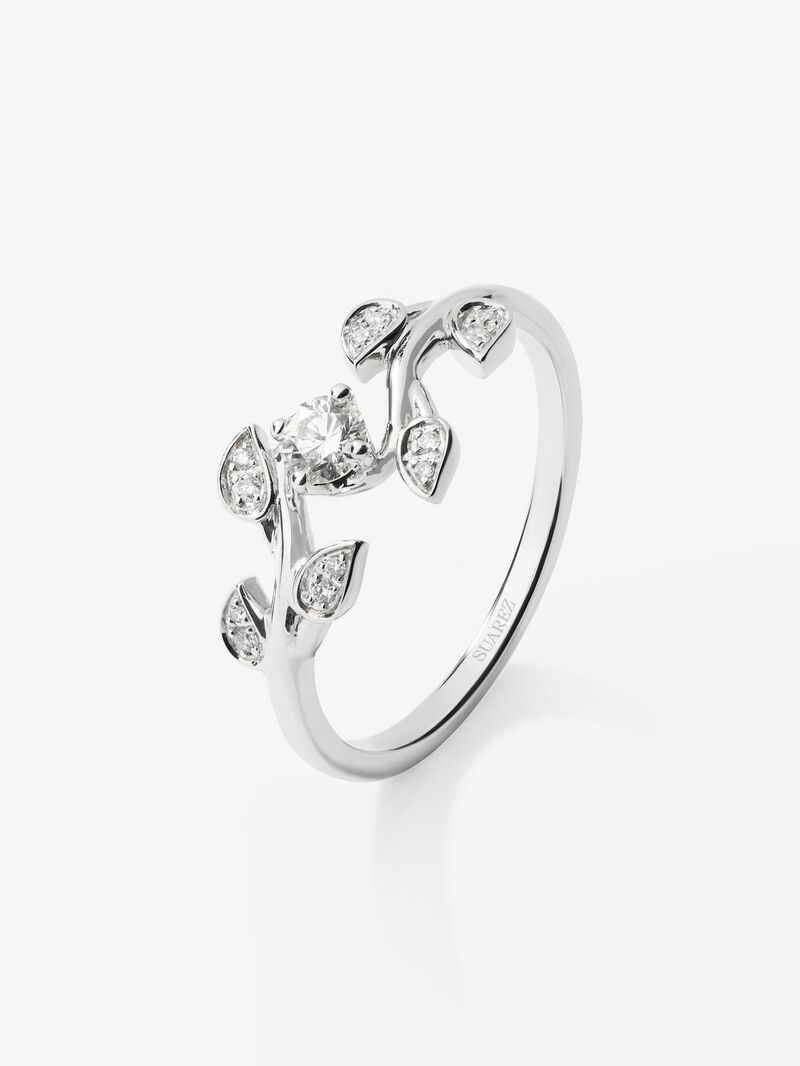 18K white gold ring with 13 brilliant-cut diamonds with a total of 0.19 cts image number 0