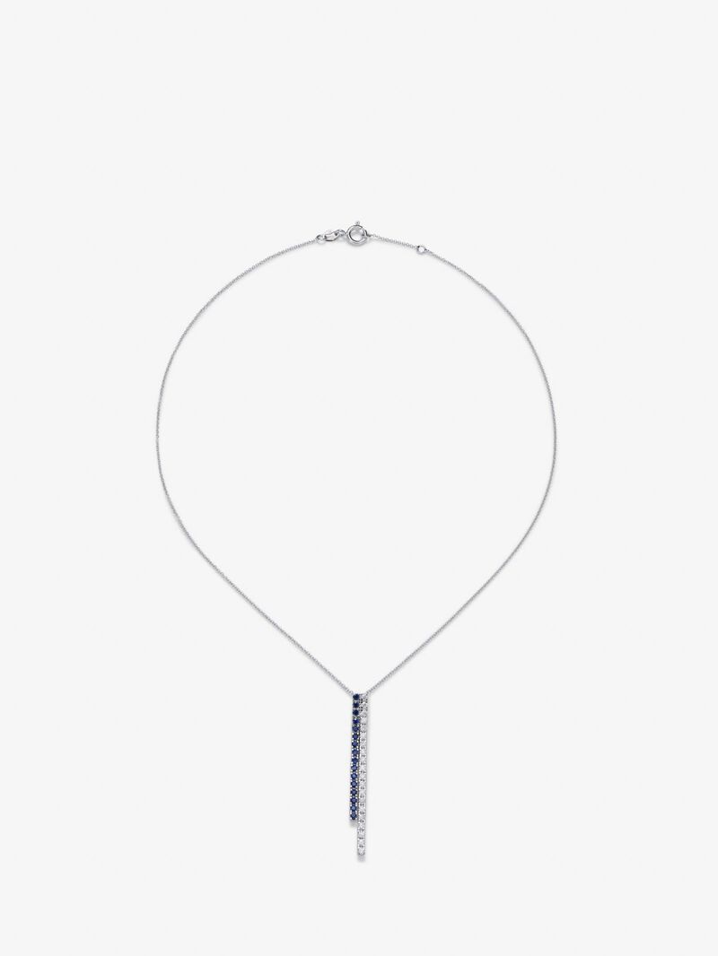18K white gold necklace with white diamonds and blue sapphires image number 0