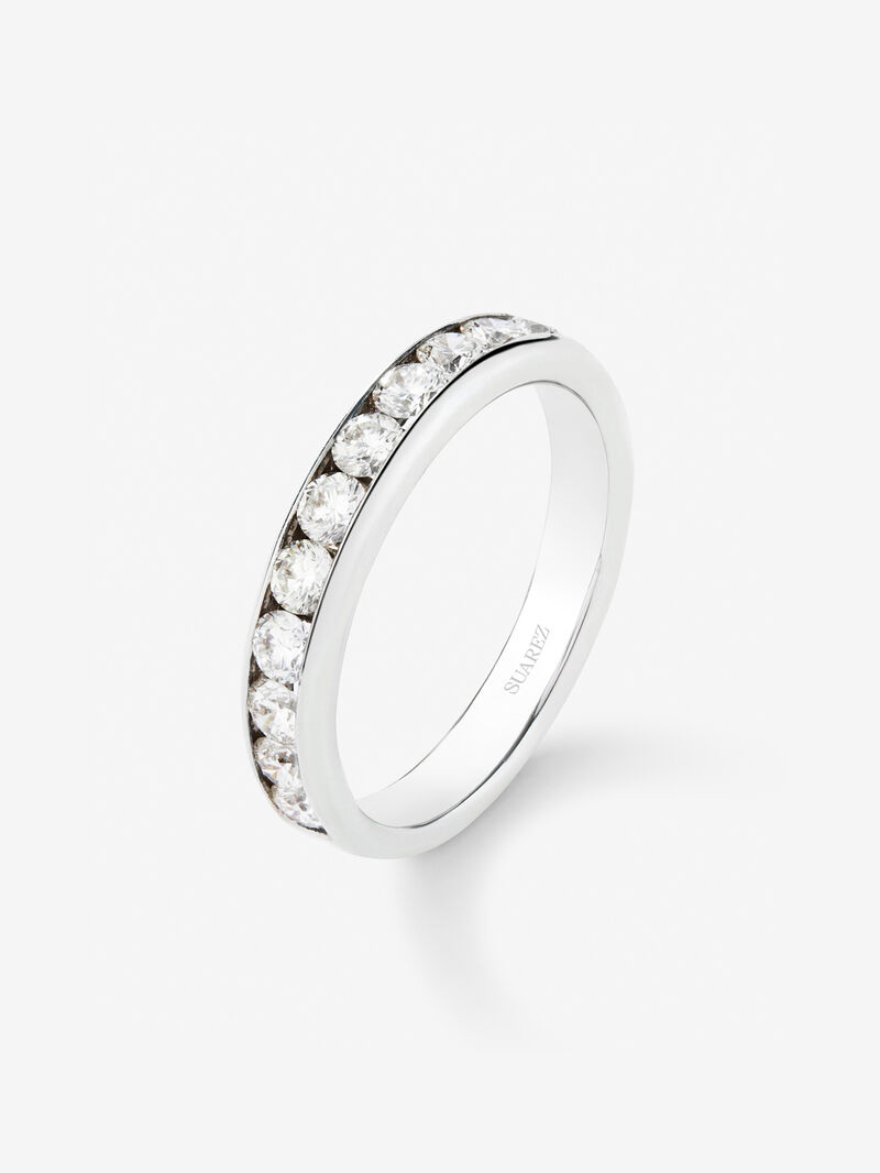 Half-eternity engagement ring in 18K white gold with diamonds on band. image number 0