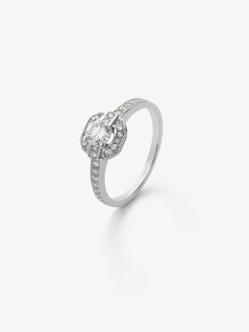 18K white gold ring with a central brilliant-cut diamond of 0.4 cts and 34 brilliant-cut diamonds with a total of 0.24 cts image number 0