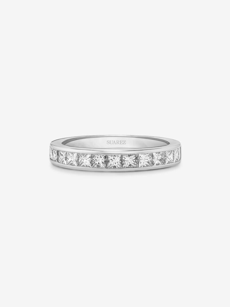 Half ring in 18K white gold with 13 princess-cut diamonds with a total of 0.98 cts image number 1