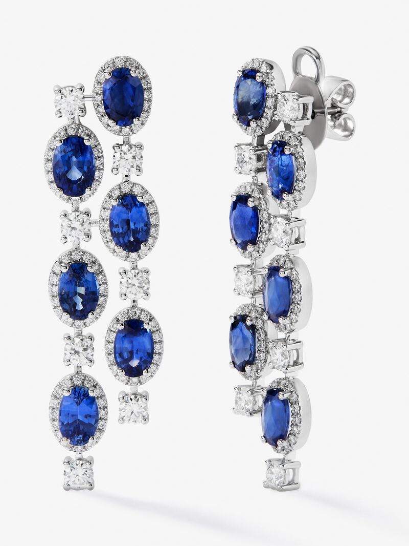 18k white gold earrings with blue slopes in 7.67 cts and white diamonds in 2.23 cts bright diamonds image number 0