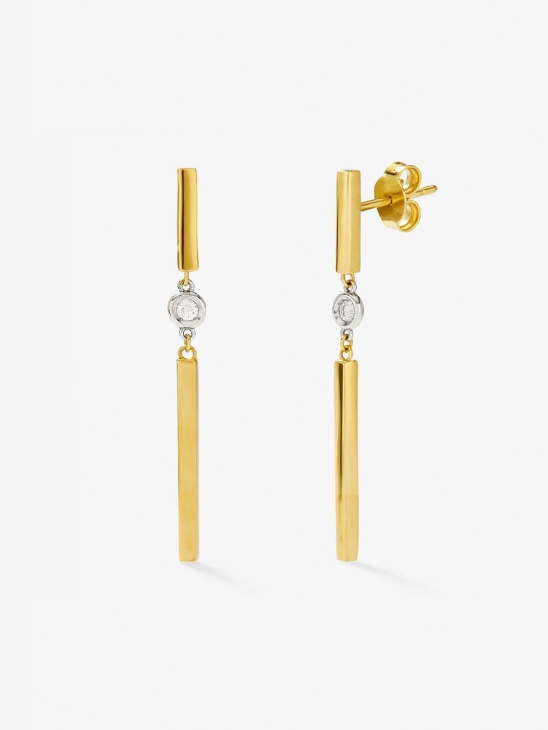18K yellow gold earrings with 0.07 ct brilliant cut diamonds image number 0