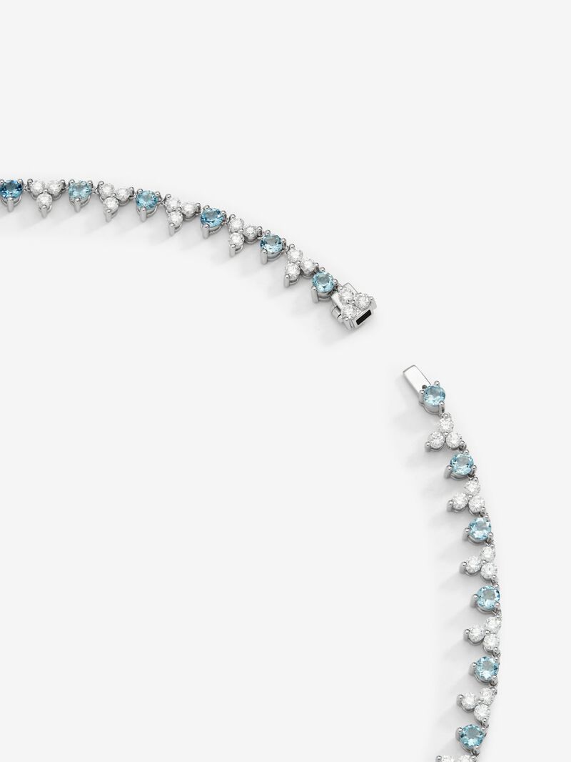 18K white gold rivière necklace with pear-cut blue aquamarine of 3 cts, 38 brilliant-cut blue aquamarines with a total of 5.7 cts and 114 brilliant-cut diamonds with a total of 6.25 cts image number 2
