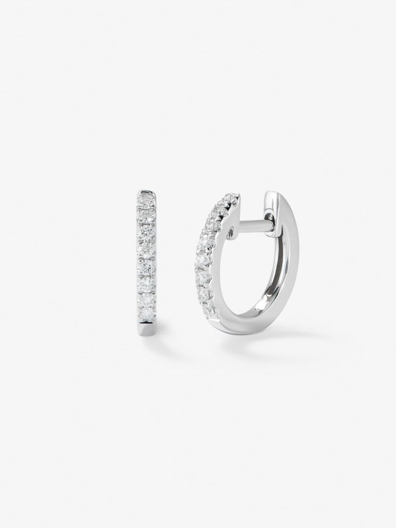 18K white gold earrings with 16 brilliant-cut diamonds with a total of 0.16 cts image number 0