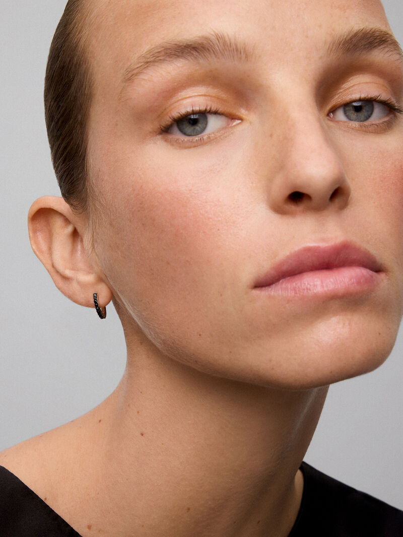 Fine silver 925 hoop earrings with spinels image number 1