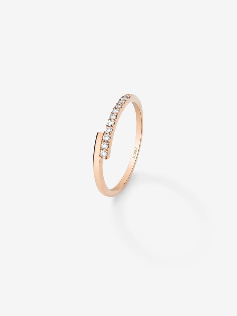 18K rose gold ring with 11 brilliant-cut diamonds with a total of 0.1 cts image number 0
