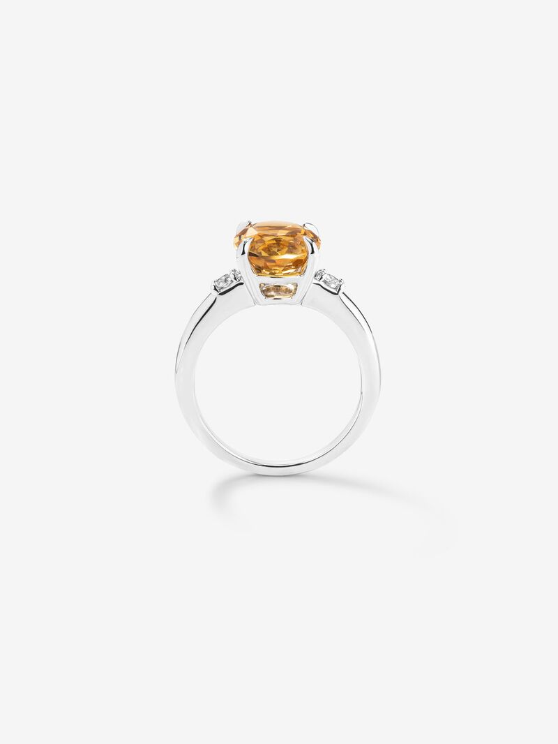 928 Silver triplet ring with citrine and diamonds. image number 4