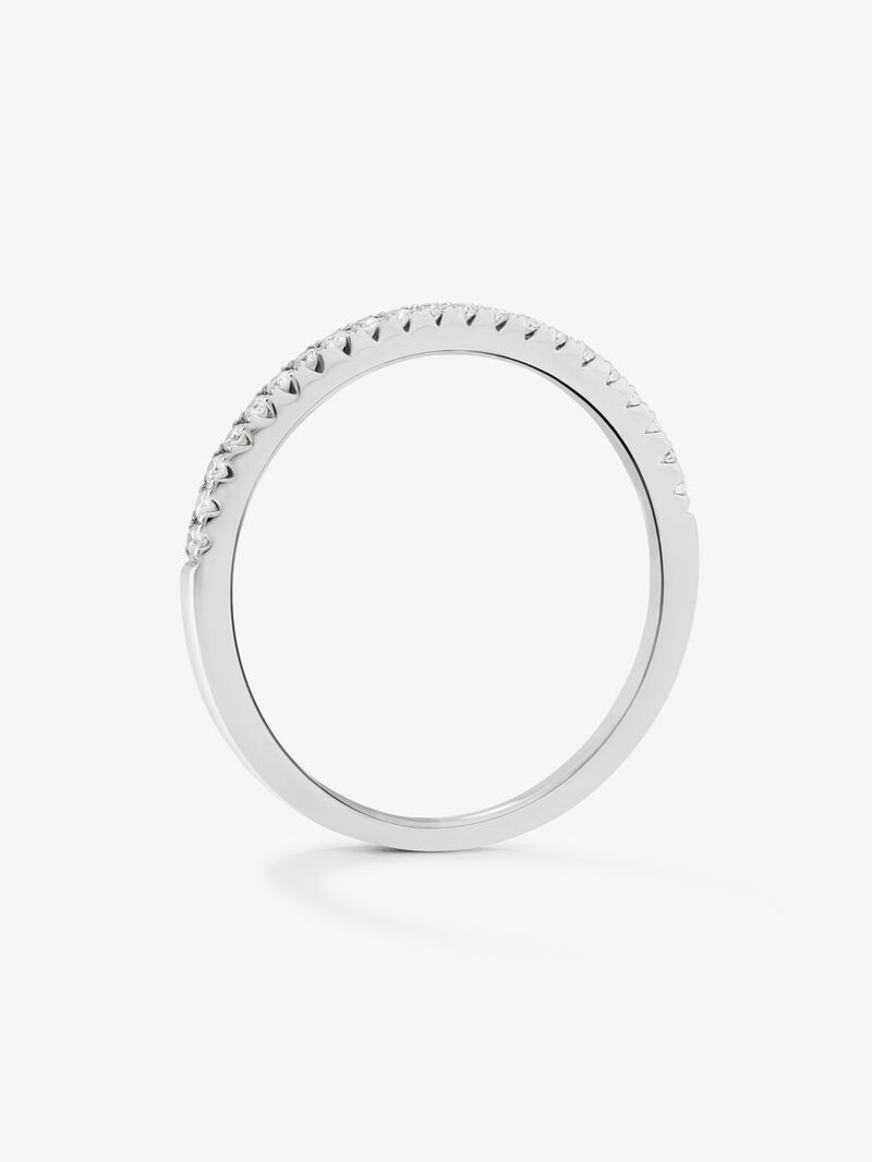 Half alliance engagement ring in 18K white gold with claw-set diamonds 0.10ct image number 4