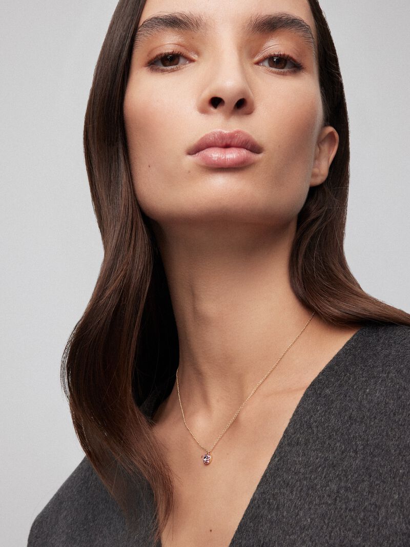 18K rose gold pendant with 8 brilliant-cut multicolor sapphires with a total of 0.41 cts image number 1