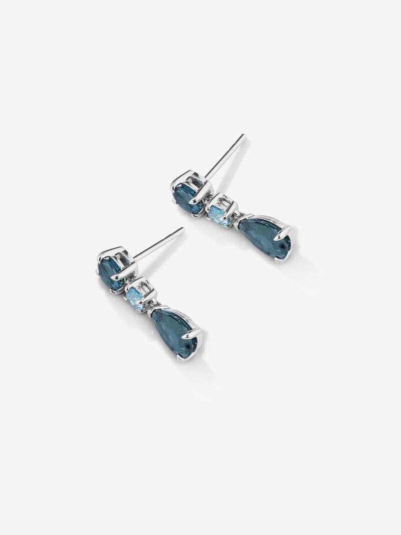925 silver earrings with pear-cut London blue topazes of 2.56 cts and brilliant cut of 1.4 cts, and Swiss blue topazes in brilliant cut of 0.57 cts image number 2