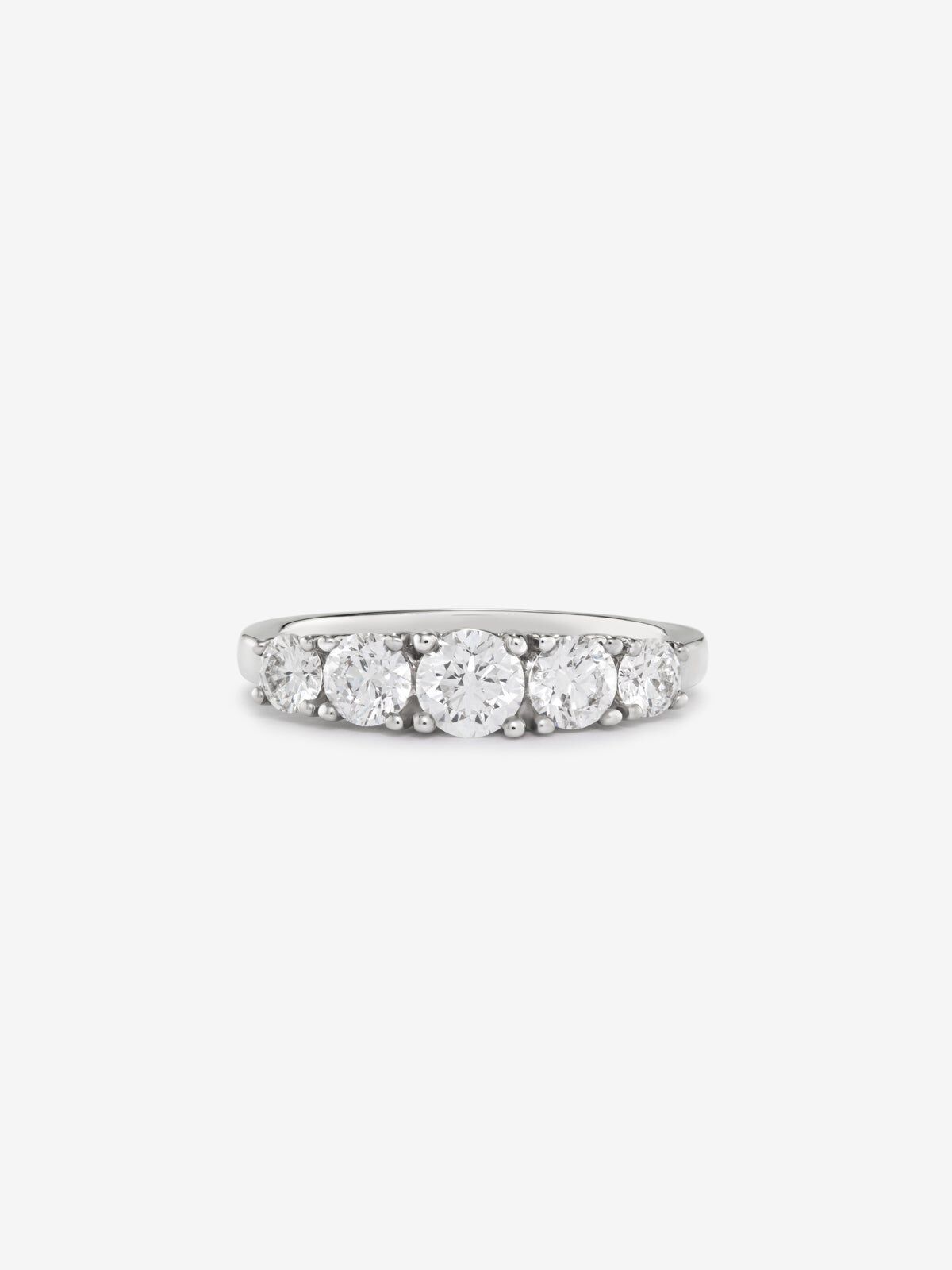 Anillo cinquillo de oro blanco de 18K con 5 diamantes en talla brillante con un total de 1 2 cts Suarez