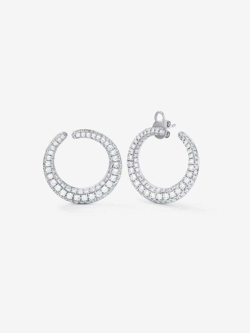 18K medium -gold open white ring earrings with diamonds in bright size 2,13 cts image number 0