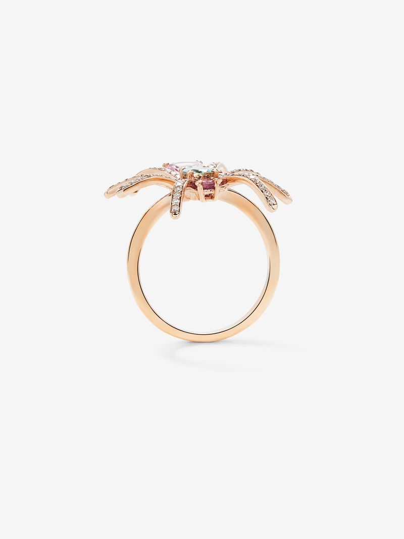 18K Rose Gold Insect Ring with Diamond and Tourmaline image number 2