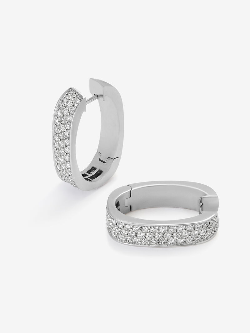 18K White Gold Earrings with Brilliant-Cut Pavé Diamonds image number 2