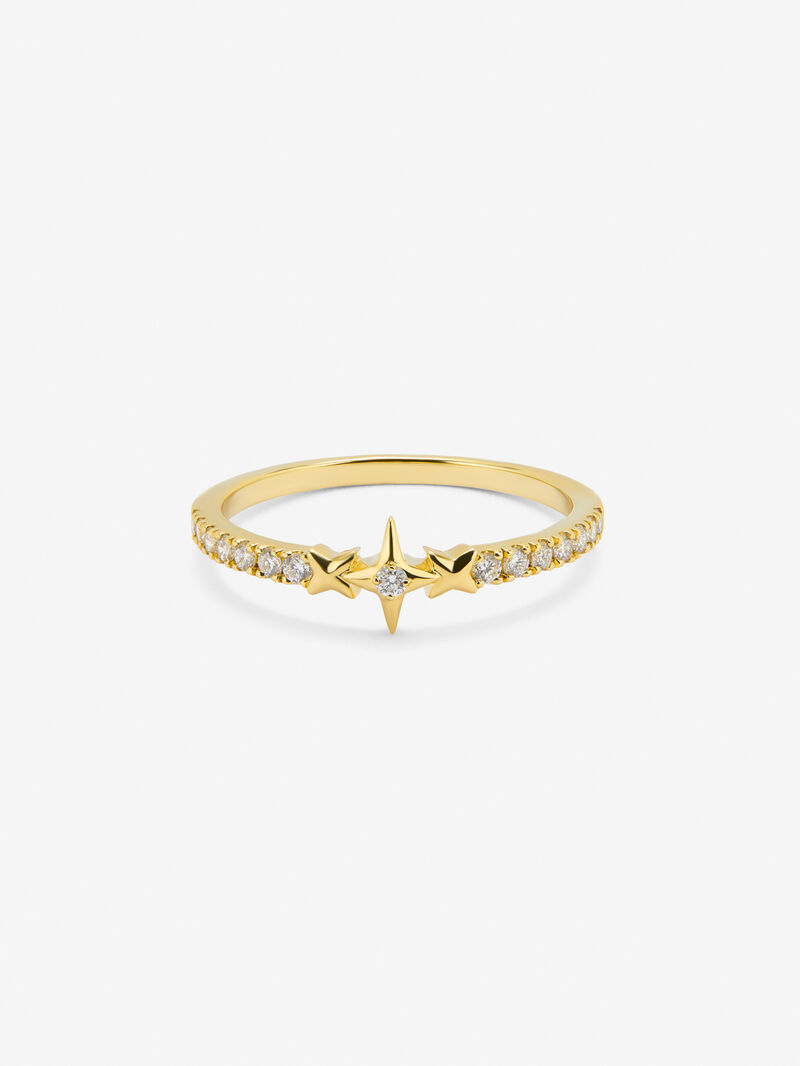 18K yellow gold ring with 15 brilliant-cut diamonds with a total of 0.22 cts image number 2