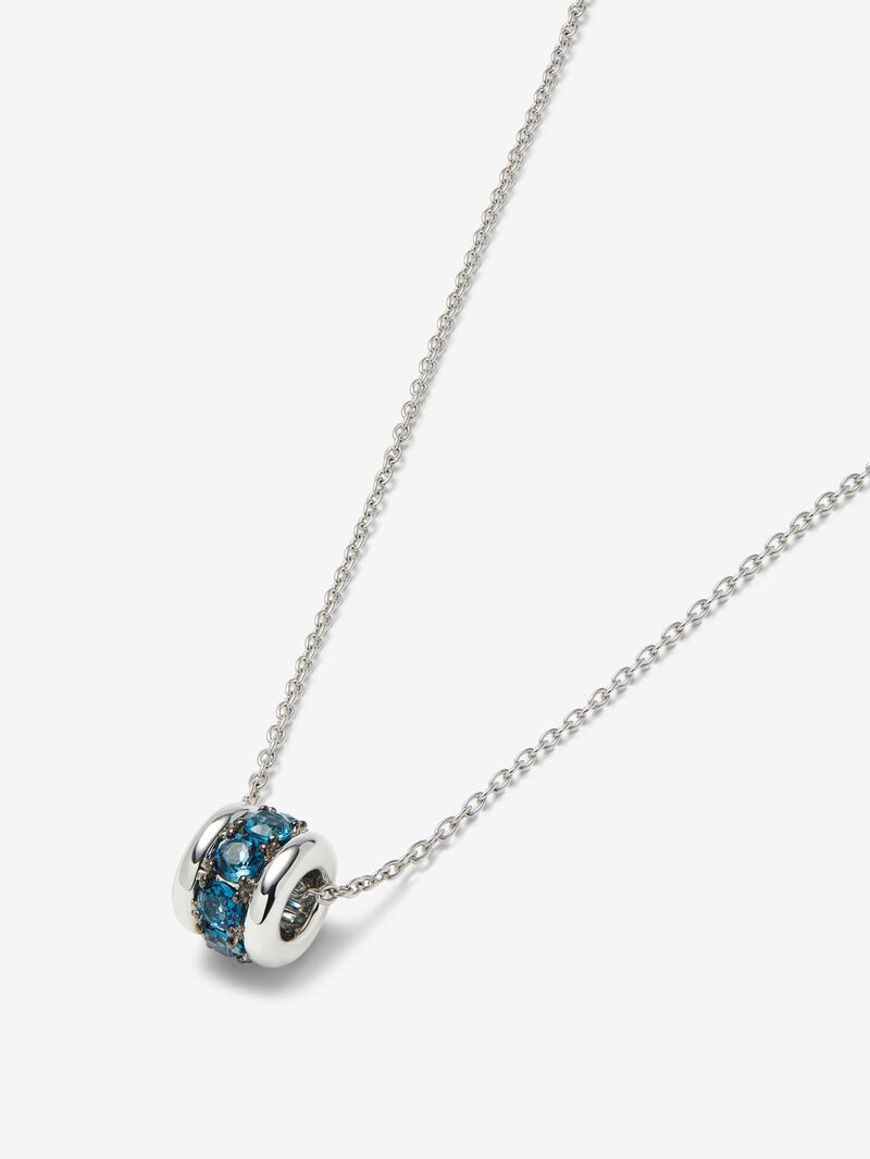 925 silver pendant with brilliant cut London blue topaz pave image number 2