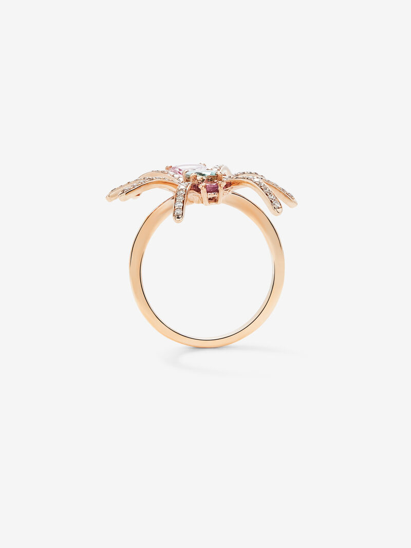 18K Rose Gold Insect Ring with Diamond and Tourmaline image number 4