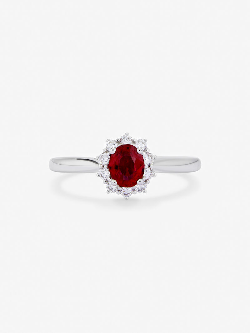 18K white gold ring with 0.45 cts and 0.2 cts diamonds image number 2