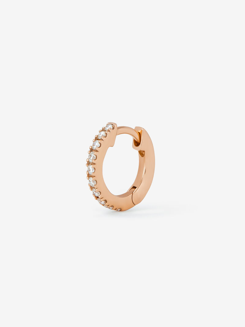 Individual mini hoop earring in 18K rose gold with diamonds image number 4
