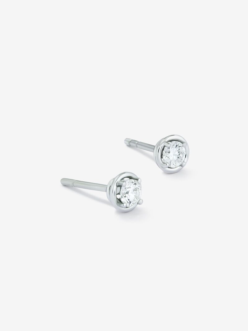 18K white gold earrings with white diamonds of 0.4 cts image number 2