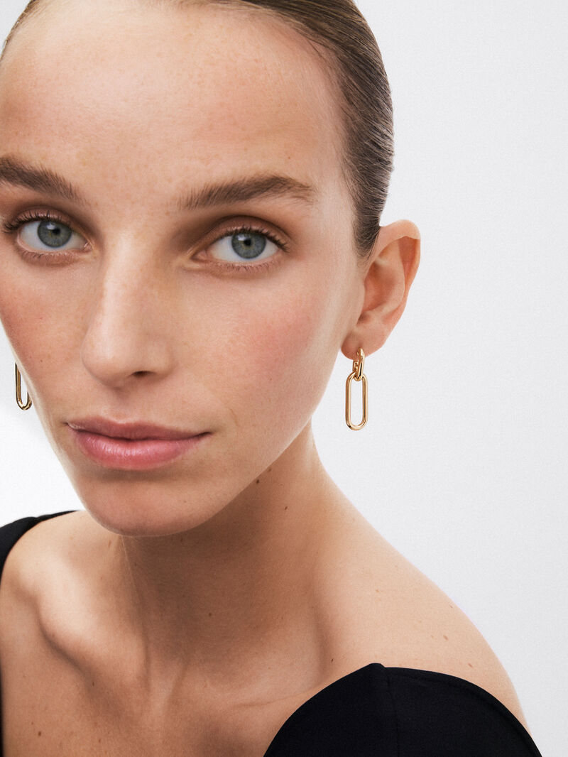 Medium-sized 18k yellow gold forza link earrings image number 1