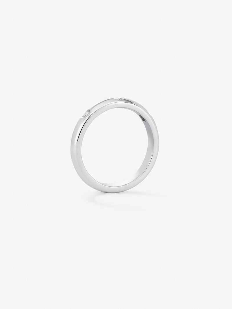 18K White Gold Wedding Alliance Ring with Diamonds image number 2