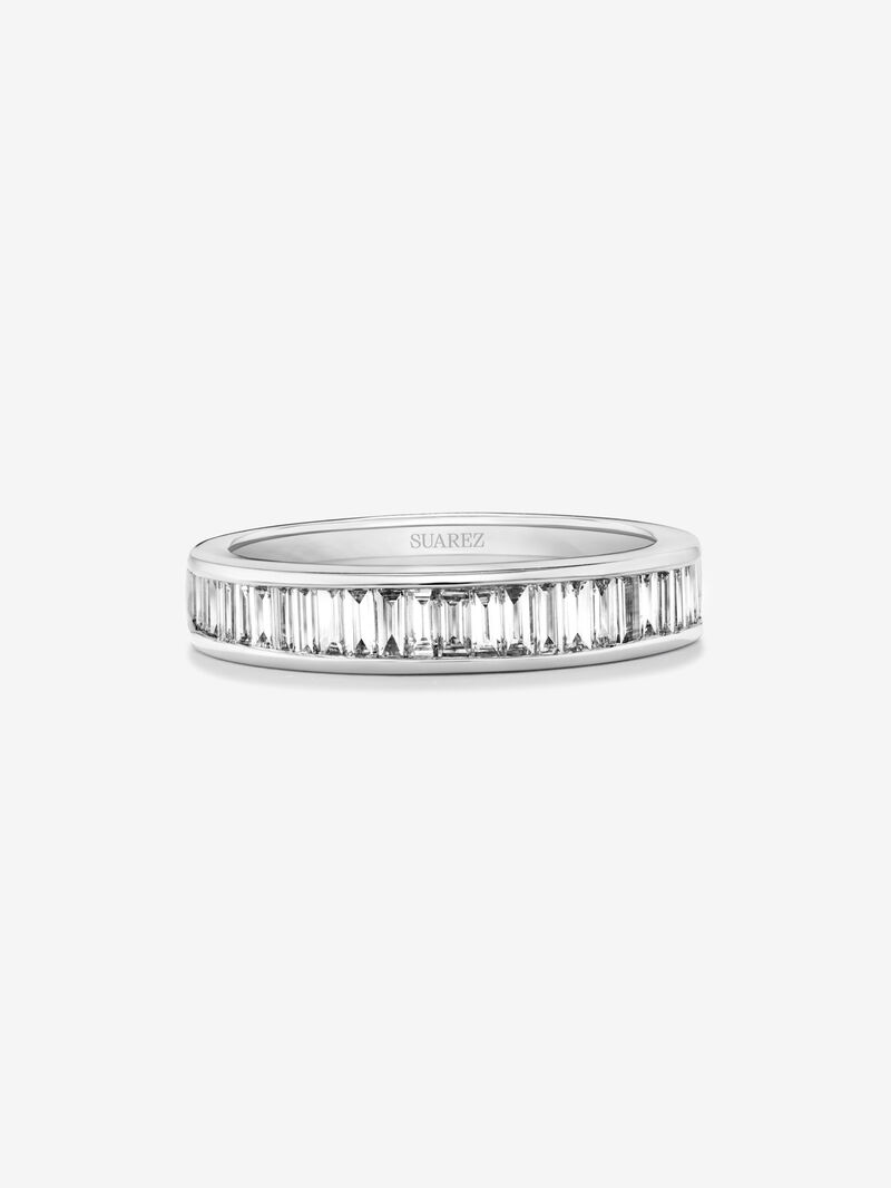 Half ring in 18K white gold with 27 baguette-cut diamonds with a total of 0.77 cts image number 2