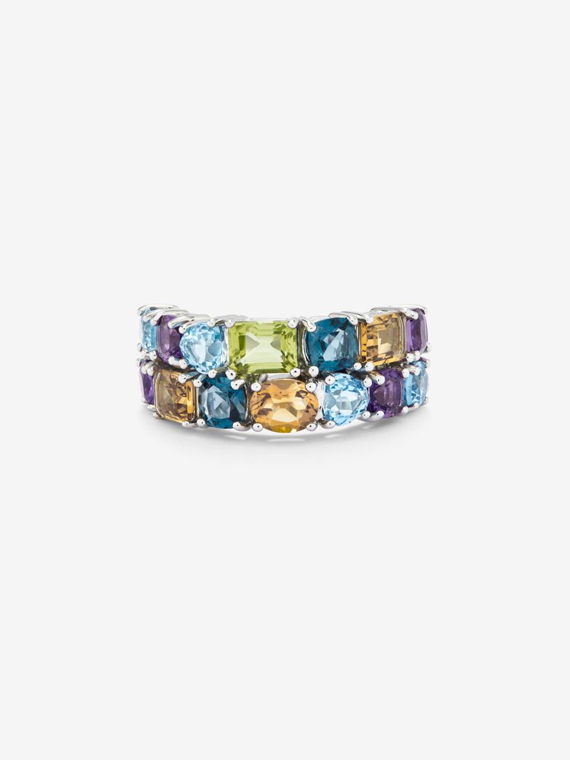 Half Double Alliance of 925 silver with multicolored gems image number 2
