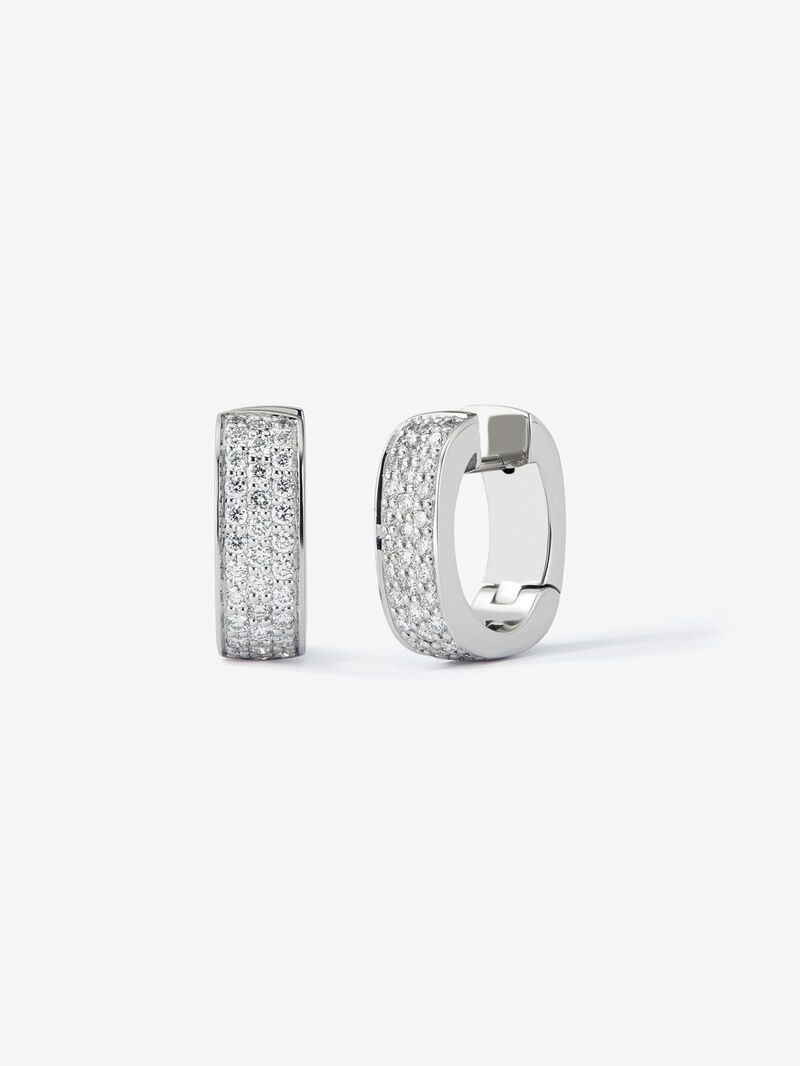 18K White Gold Earrings with Brilliant-Cut Pavé Diamonds image number 0