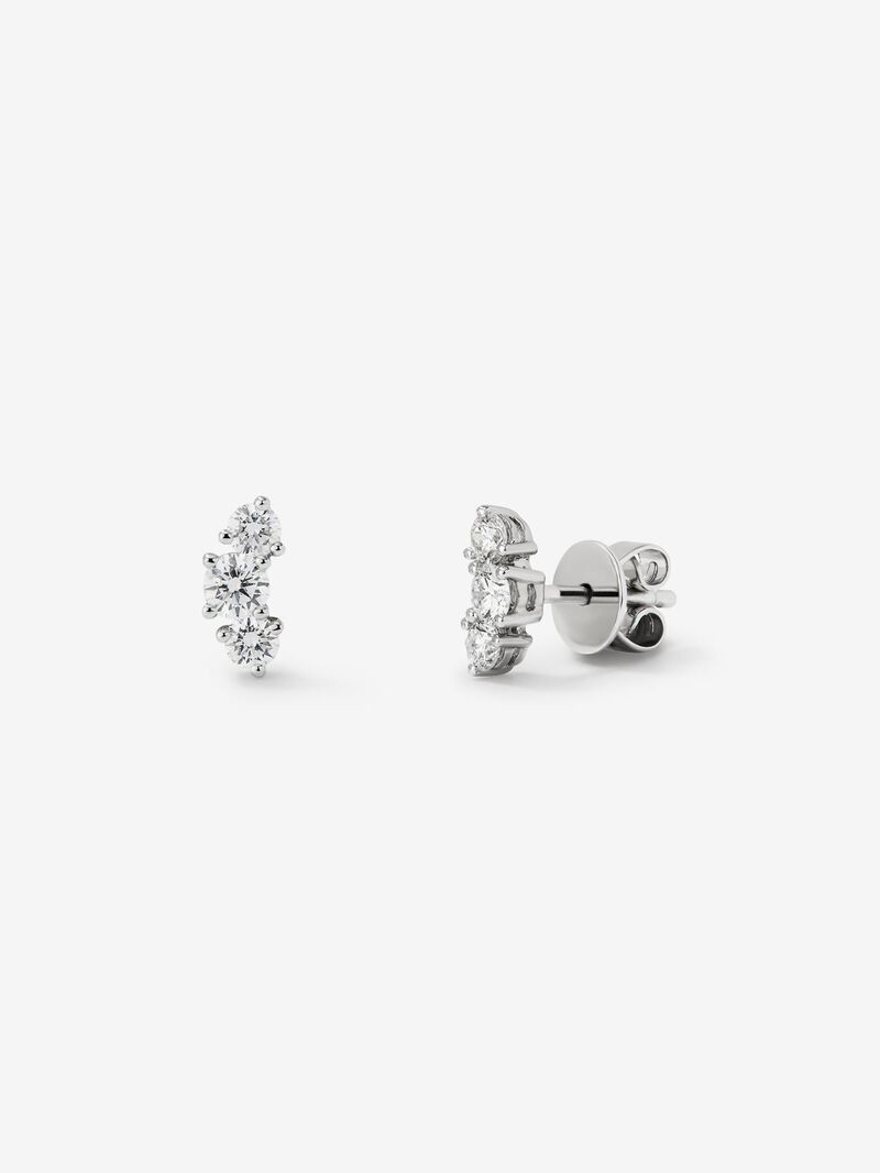 18K white gold earrings with 6 brilliant-cut diamonds with a total of 0.58 cts image number 0